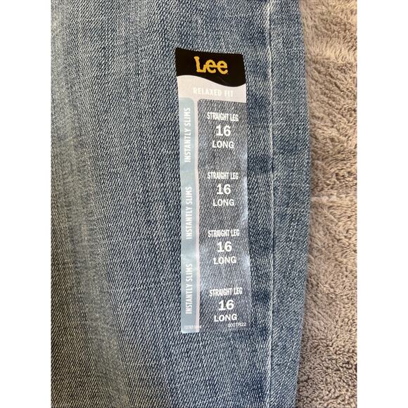 Lee Jeans Women's 16 Long Blue Relaxed Fit Straight High Rise Denim Stretch NEW - Picture 3 of 12